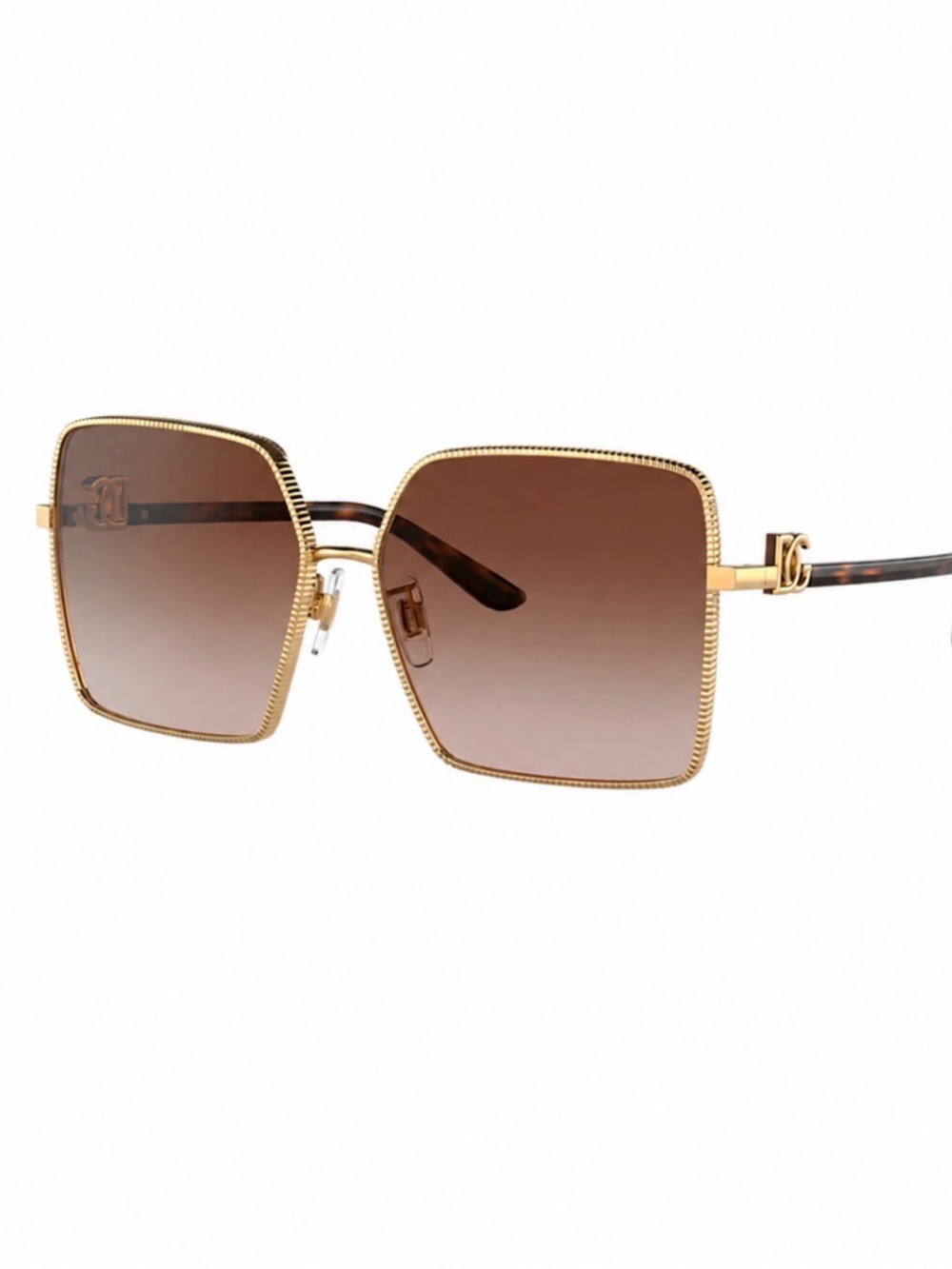 Dolce & Gabbana Gold Square Gradient Sunglasses DG Logo | Authentic